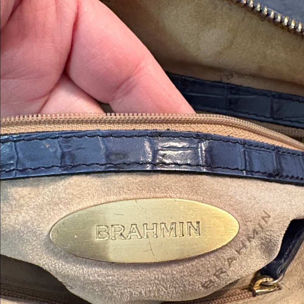 Brahmin Blue Embossed Leather Satchel - Picture 9 of 9